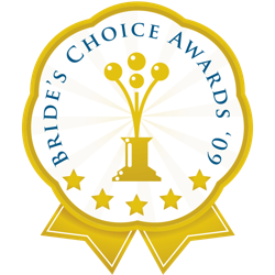 NYX Entertainment and Events 2009 WeddingWire Bride's Choice Award, shown as a gold-ribboned circular medallion with a classic award statue.